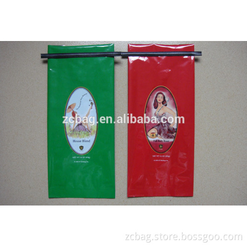 quad side seal gusset moistureproof Kraft Aluminium foil Middle seal gusset coffee bean packaging bags with tin tie